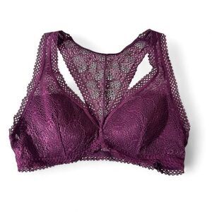 Victoria's Secret Burgundy Lace Racerback Bralette -Dark Whimsygoth Bra Size‎ M